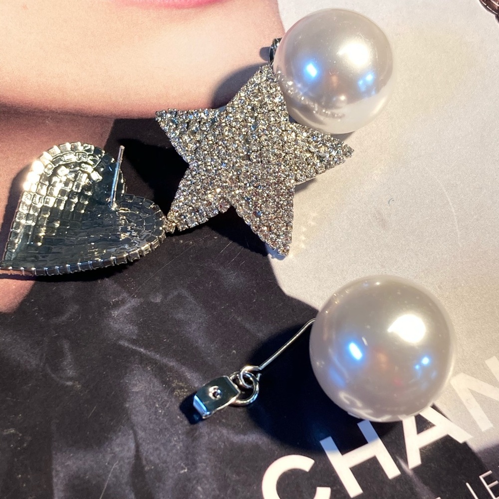 Beautiful Rhinestone Asymmetrical Earrings - Picture 4 of 5